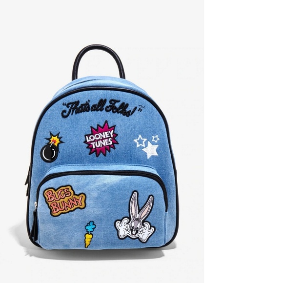 Hot Topic Handbags - Loony Tunes Denim Patch Mini Backpack Travel Bag